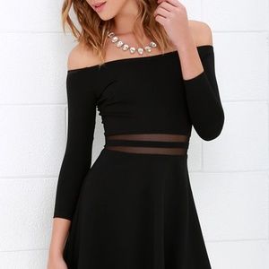 YES TO THE MESH BLACK SKATER DRESS